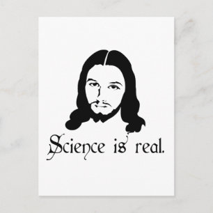 Wissenschaft ist real. Sogar Jesus sagt das. Witzi Postkarte