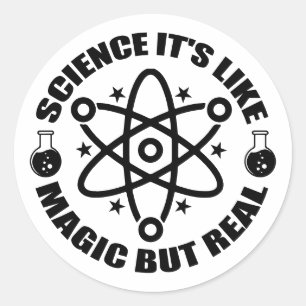 Wissenschaft ist wie Magie, aber echt Lustige Wi Runder Aufkleber