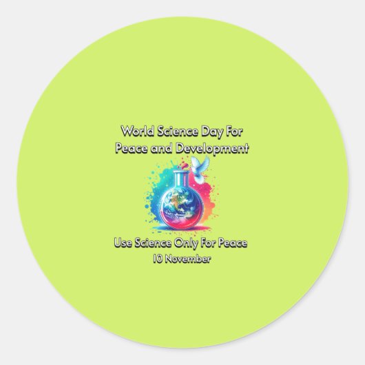 Wissenschaft nur für den Frieden. Weltwissenschaft Runder Aufkleber (Vorderseite)