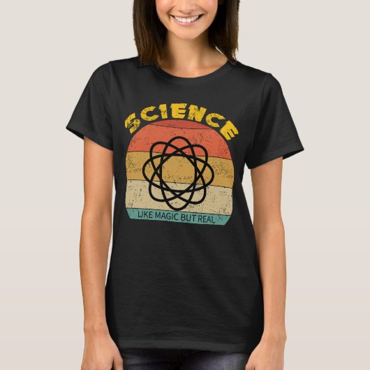 Wissenschaft wie Magie, aber echte, lustige Retro- T-Shirt (Vorderseite)
