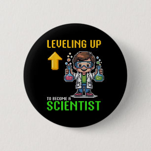 Wissenschaftler-KK für Schüler-Funny-Gamer-Junge Button