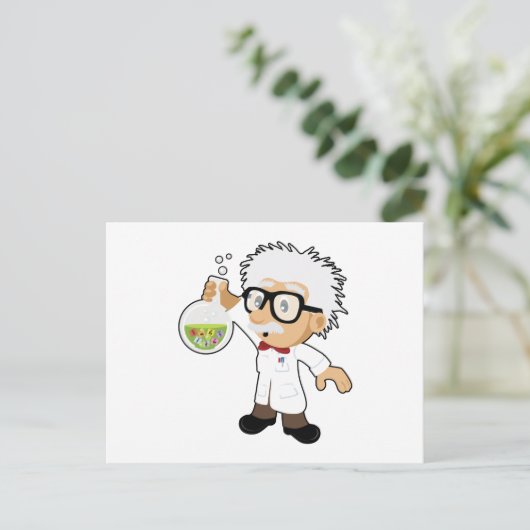 Wissenschaftler mit Becherglas Postkarte (Stehend Vorderseite)