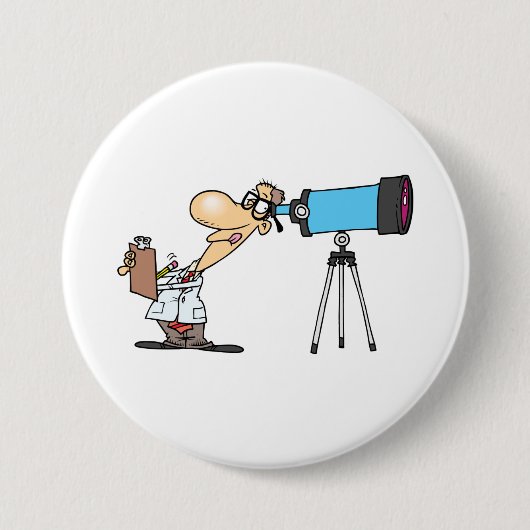 Wissenschaftler mit Telescope Astronomie Science S Button (Vorderseite)