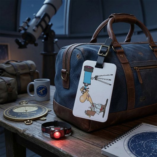 Wissenschaftler mit Telescope Astronomie Science S Gepäckanhänger