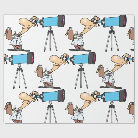 Wissenschaftler mit Telescope Astronomie Science S Geschenkpapier (Flach)