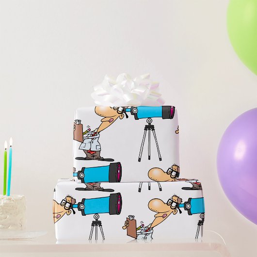 Wissenschaftler mit Telescope Astronomie Science S Geschenkpapier