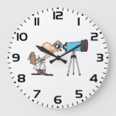 Wissenschaftler mit Telescope Astronomie Science S Große Wanduhr (Vorderseite)