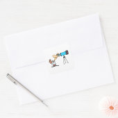 Wissenschaftler mit Telescope Astronomie Science S Quadratischer Aufkleber