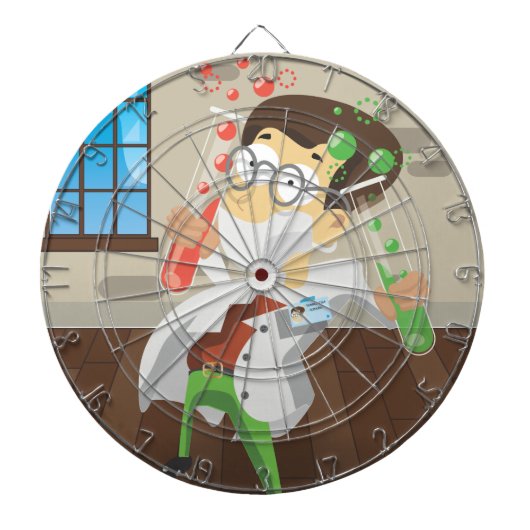 Wissenschaftler mit Teströhren Dartscheibe (vorne)