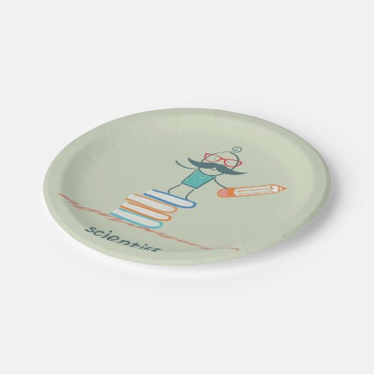 Wissenschaftler Stehend Pappteller (Schrägansicht)