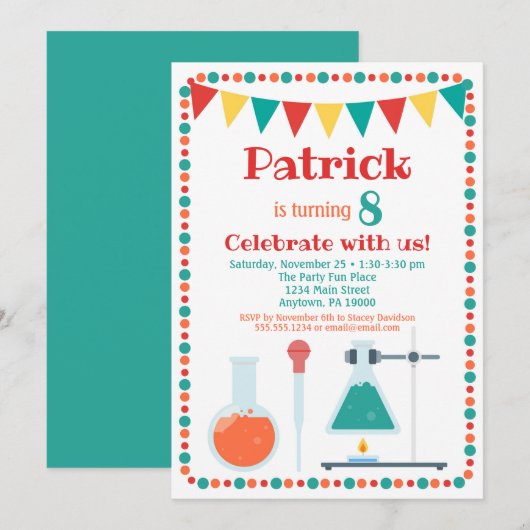 Wissenschaftliche Einladung Chemie Geburtstagspart (Vorne/Hinten)