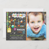 Wissenschaftliche Experimente Einladung zur Geburt (Vorderseite)