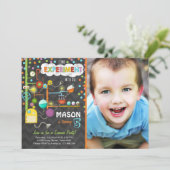 Wissenschaftliche Experimente Einladung zur Geburt (Stehend Vorderseite)