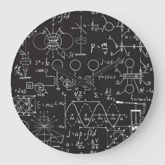 Wissenschaftliche Formeln: Chalkboard-Berechnungsm Große Wanduhr