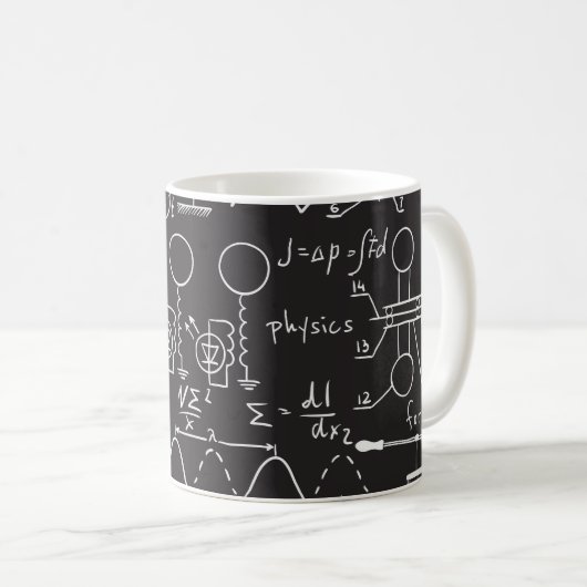 Wissenschaftliche Formeln: Chalkboard-Berechnungsm Kaffeetasse (VorderseiteRechts)
