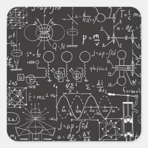 Wissenschaftliche Formeln: Chalkboard-Berechnungsm Quadratischer Aufkleber