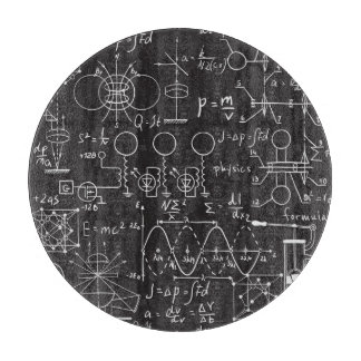 Wissenschaftliche Formeln: Chalkboard-Berechnungsm Schneidebrett