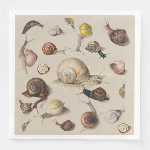 Wissenschaftliche Illustration alter Garten-Schnec Serviette
