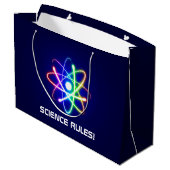 WISSENSCHAFTLICHE REGELN! Atom Große Geschenktüte (Rückseite Schrägansicht)