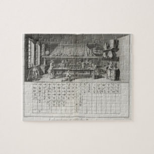 Wissenschaftliches Labor und Tabelle der Puzzle