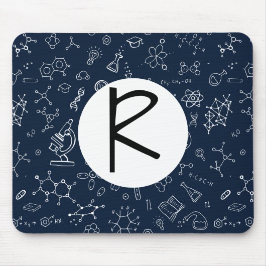 Wissenschafts- / Chemiemuster-Monogramm Mousepad (Vorne)