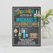 Wissenschafts-Experiment-Geburtstags-Party Einladung (Stehend Vorderseite)