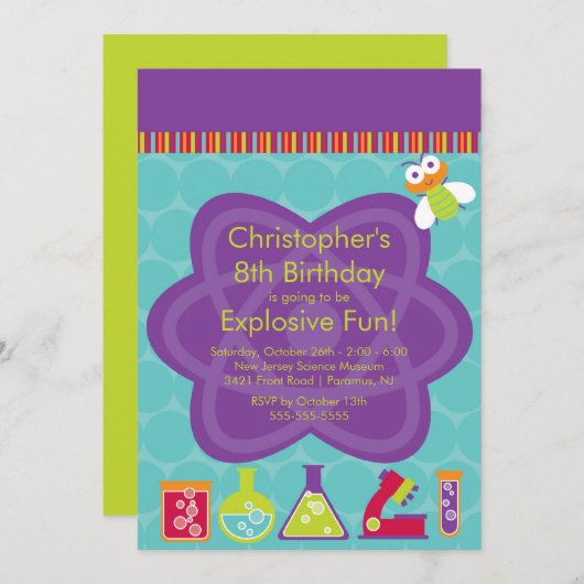 Wissenschafts-Geburtstags-Party Einladung (Vorne/Hinten)