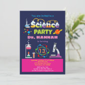Wissenschafts-Geburtstagslabor für Mädchen Einladung (Stehend Vorderseite)