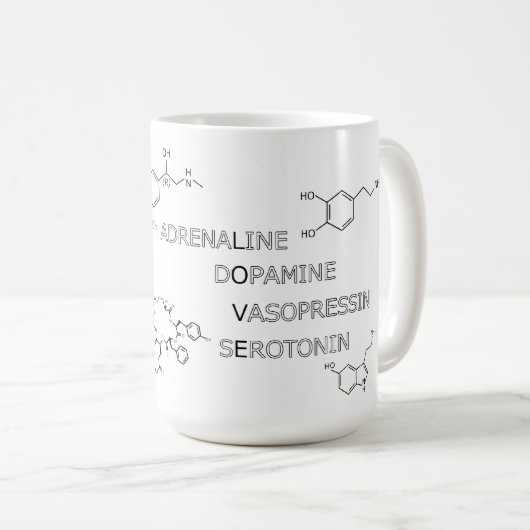 Wissenschafts-Geeky chemische Struktur der Liebe Kaffeetasse (VorderseiteRechts)