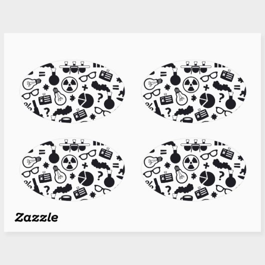 Wissenschafts-Musterschwarzes auf Weiß Ovaler Aufkleber (Blatt)