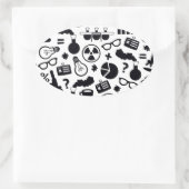 Wissenschafts-Musterschwarzes auf Weiß Ovaler Aufkleber (Tasche)