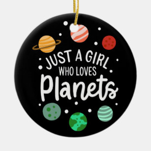 Wissenschafts-Nerd Weltraum-Mädchen, das Planeten Keramik Ornament