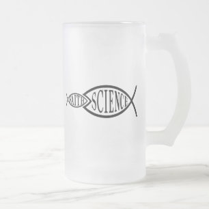 Wissenschafts-Trumpf-Glauben-Fische Mattglas Bierglas