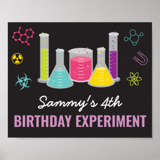 Wissenschaftsexperiment Begrüßungszeichen in Rosa Poster