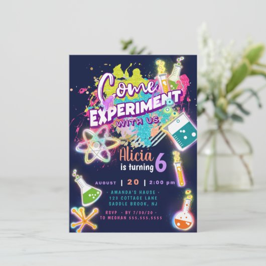 Wissenschaftsexperiment Einladung (Stehend Vorderseite)