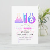 Wissenschaftsexperiment Neon Pink Adenine Girl Geb Einladung (Stehend Vorderseite)