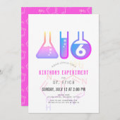 Wissenschaftsexperiment Neon Pink Adenine Girl Geb Einladung (Vorne/Hinten)
