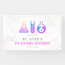 Wissenschaftsexperiment Neon Pink Girl Geburtstag  Banner