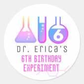 Wissenschaftsexperiment Neon Pink Girl Geburtstag Runder Aufkleber (Vorderseite)