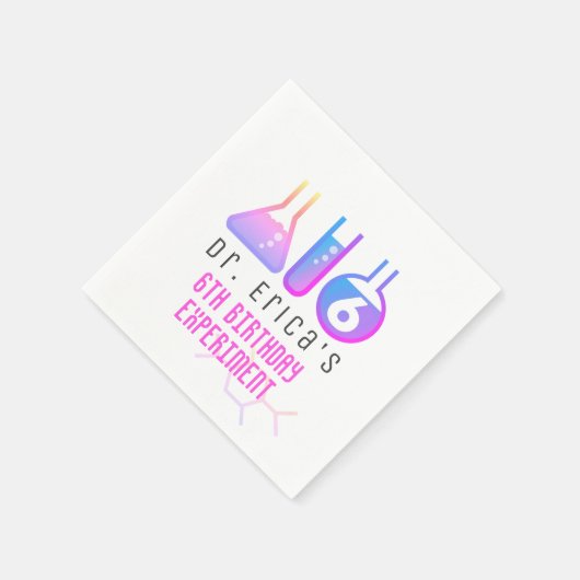 Wissenschaftsexperiment Neon Pink Girl Geburtstag Serviette (Ecke)
