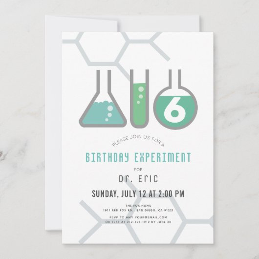 Wissenschaftsexperiment Weißer & Grüner Junge Gebu Einladung (Vorderseite)