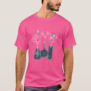 Wissenschaftslabor Floral Flask Butterfly Biologie T-Shirt