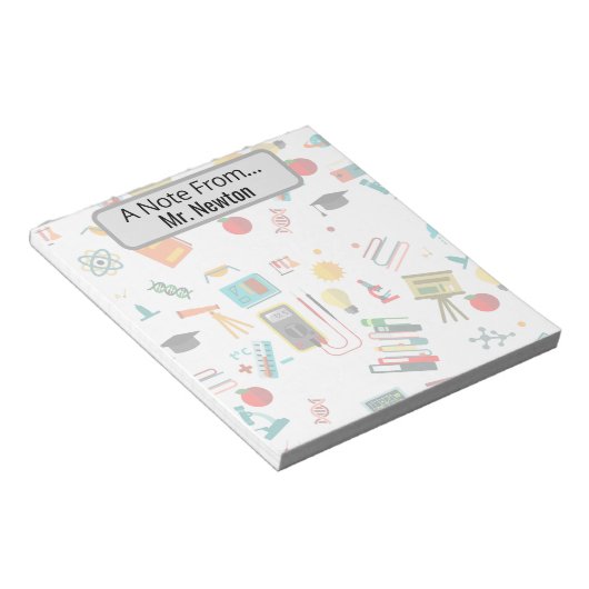 Wissenschaftslehrer Personalisierte Äpfelbücher Notizblock (angewinkelt)