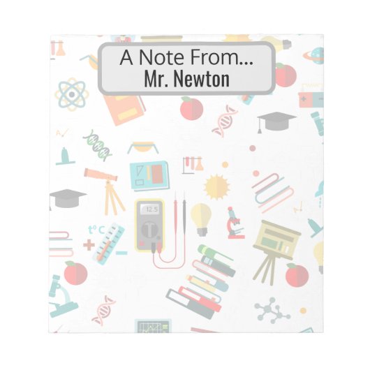 Wissenschaftslehrer Personalisierte Äpfelbücher Notizblock (Vorderseite)