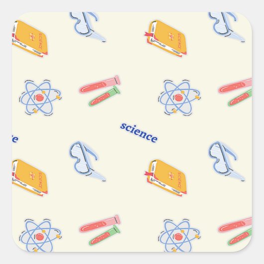 Wissenschaftsmuster auf Creme Quadratischer Aufkleber (Vorderseite)