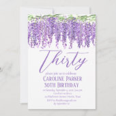 Wisteria 30. Geburtstag Lila Blumenviolett Einladung (Vorderseite)
