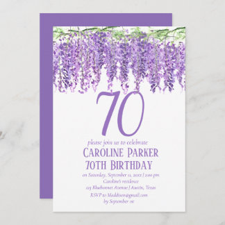 Wisteria 70. Geburtstag Lila Blumenviolett Einladung