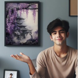 Wisteria Ancient Tempel Fotodruck