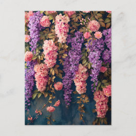 Wisteria and Pink Roses in Bloom Postkarte