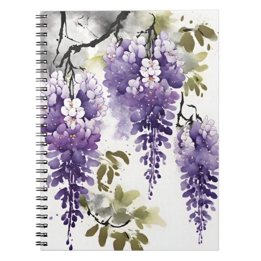 Wisteria - Aquarellblumen Notizblock (Vorderseite)